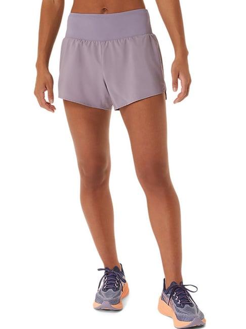 asics purple plain sports shorts