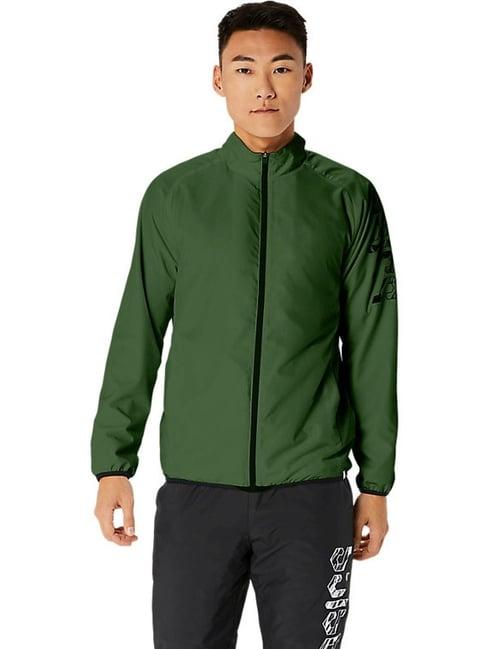 asics serpentine green regular fit self pattern sports jacket