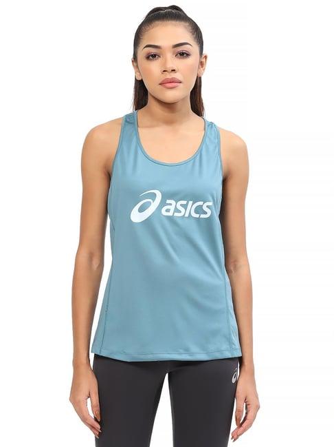 asics tank green printed tank top