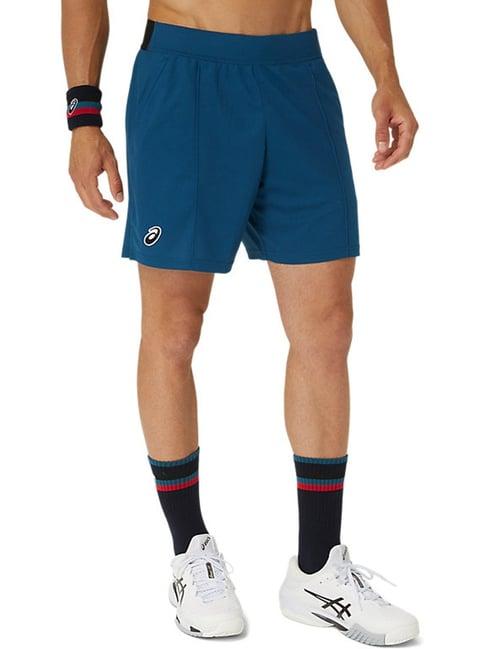 asics teal blue regular fit sports shorts