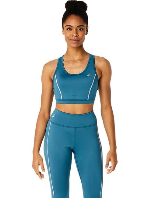 asics training core blue sports bra