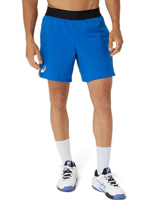 asics tuna blue slim fit colour block sports shorts