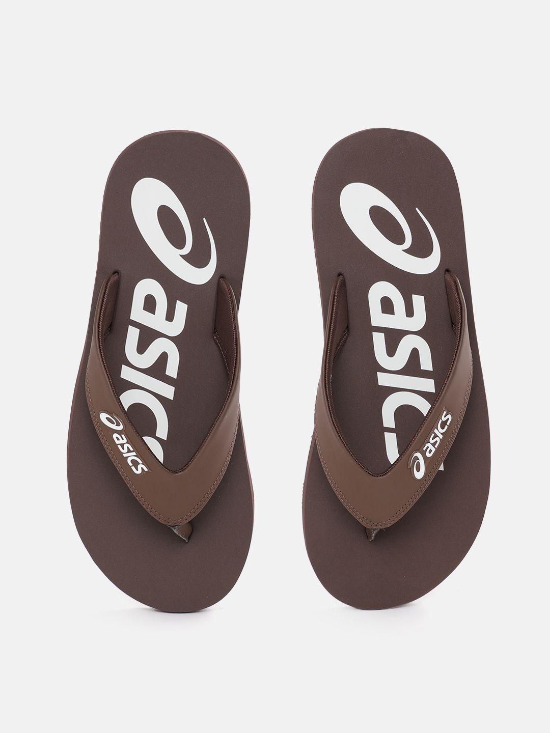 asics unisex brand logo print thong flip-flops