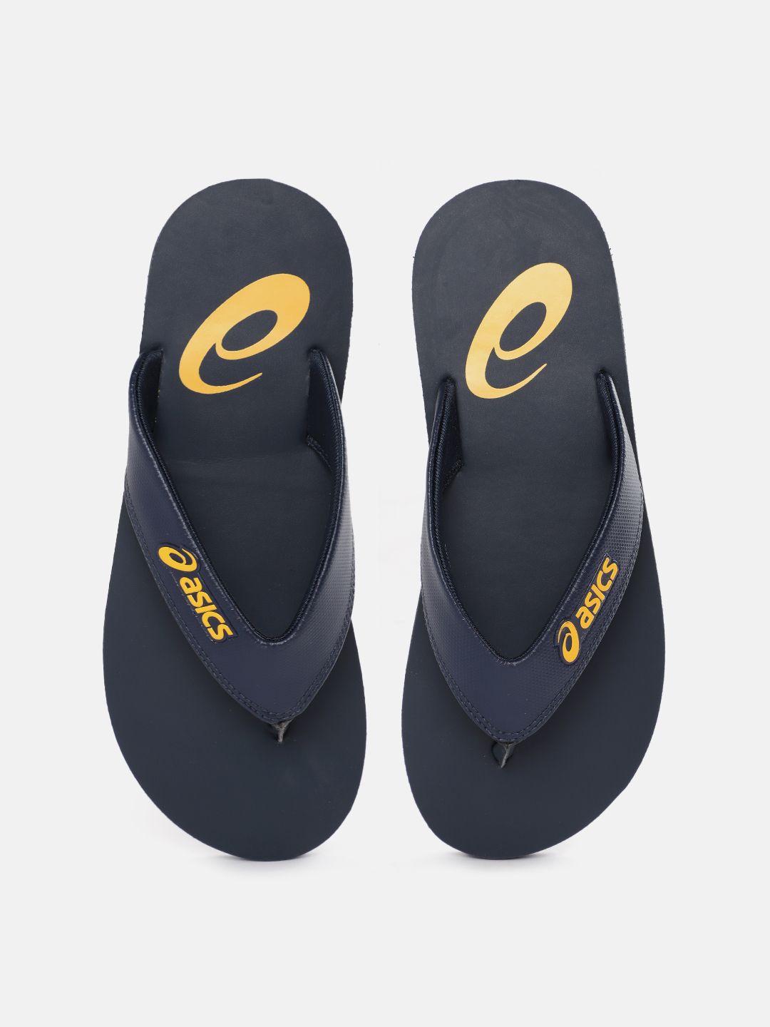 asics unisex brand logo print thong flip-flops