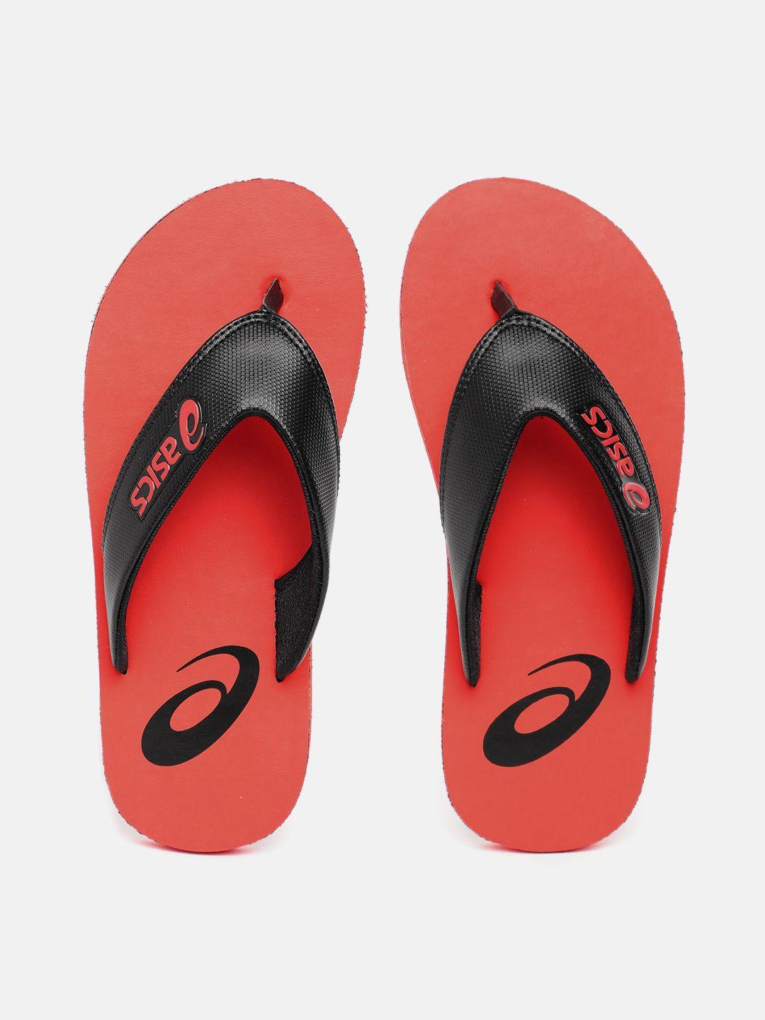 asics unisex brand logo printed thong flip-flops