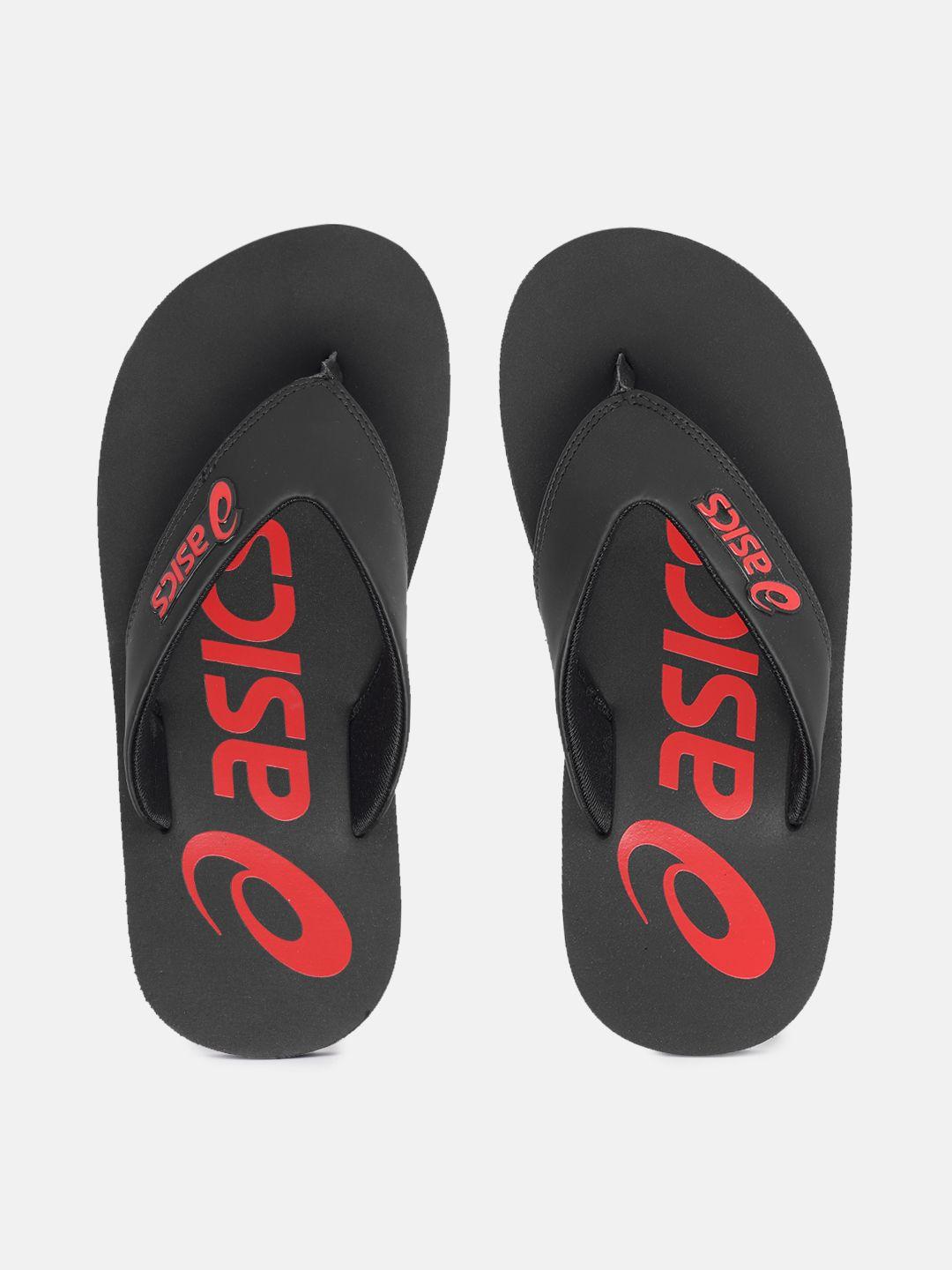 asics unisex brand logo printed thong flip-flops