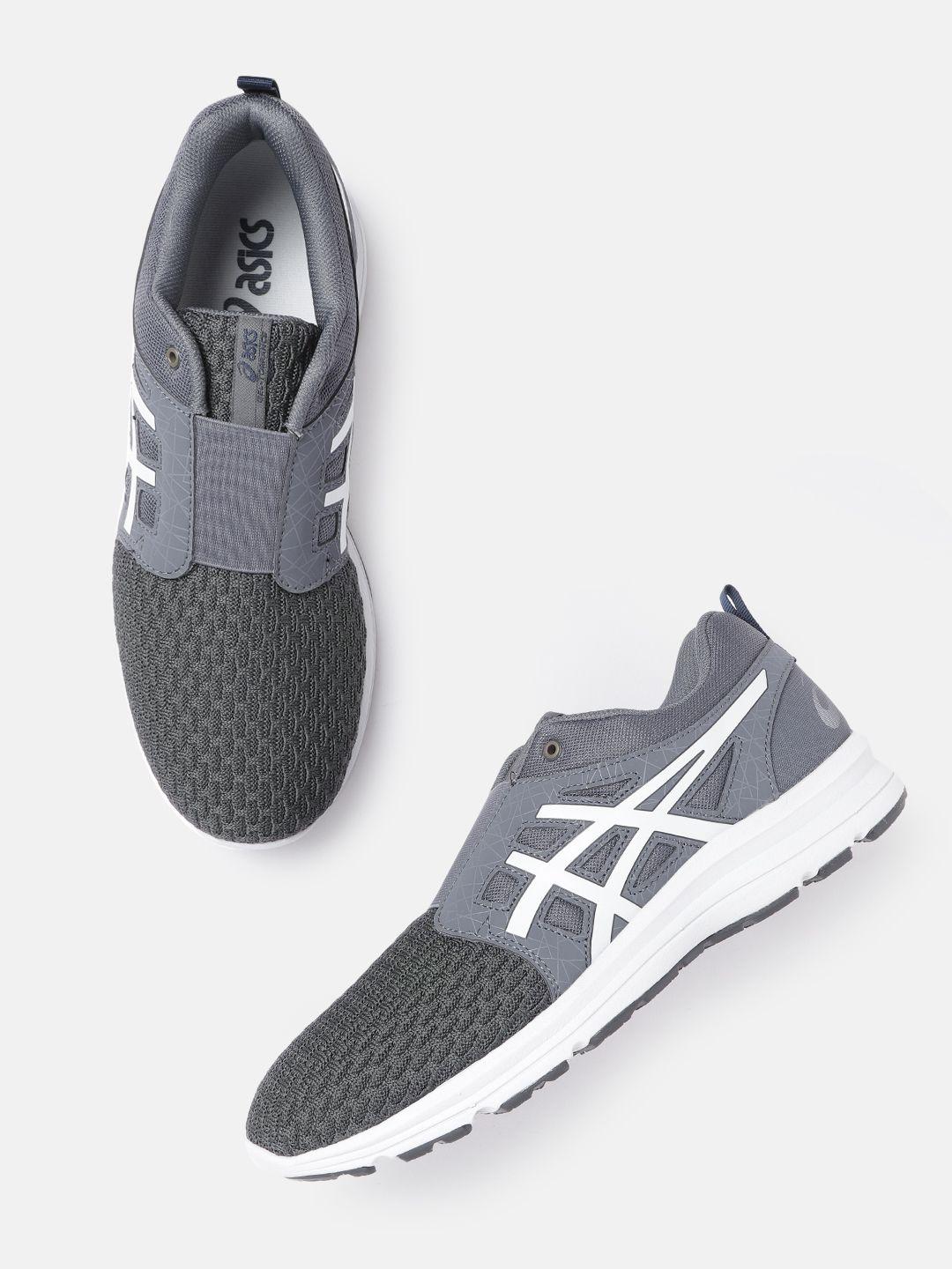 asics unisex charcoal grey woven design gel-torrance slip-on sneakers