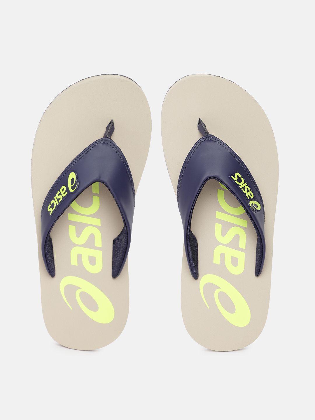 asics unisex zorian brand logo print thong flip-flops