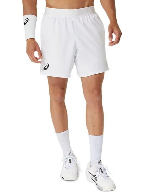 asics white slim fit sports shorts