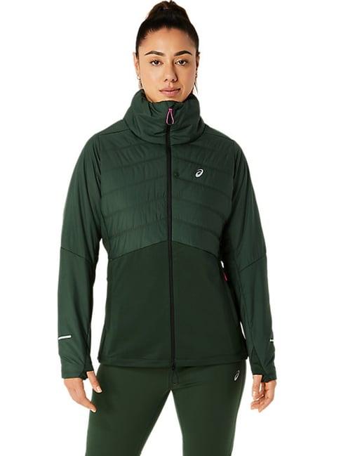 asics winter run green sports jacket