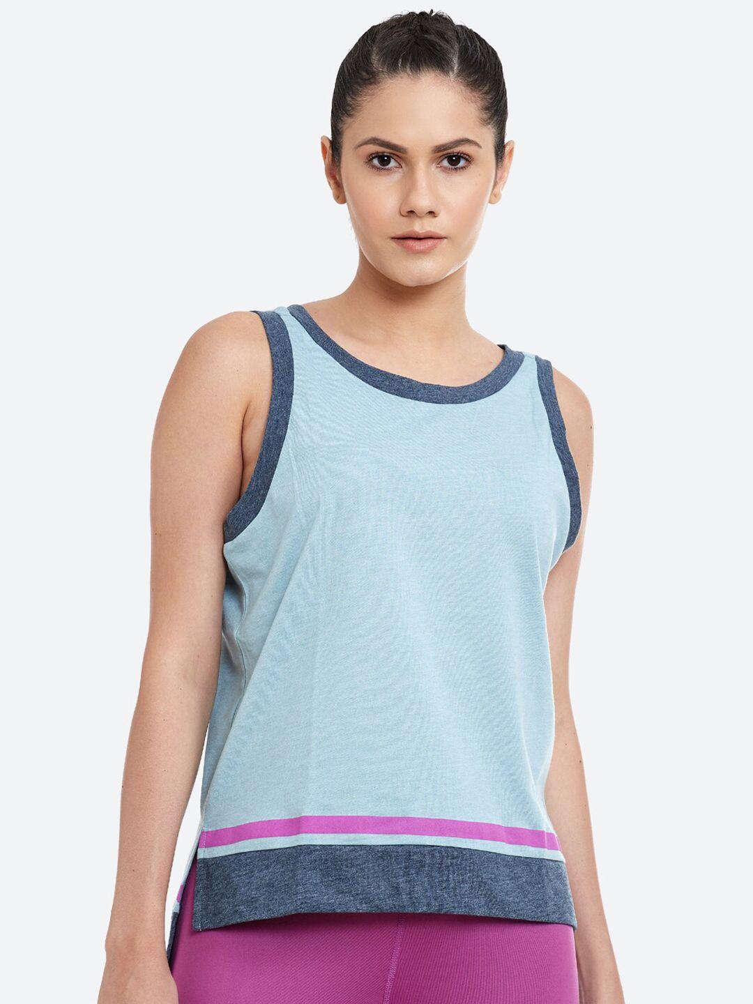 asics women blue w color block training t-shirt