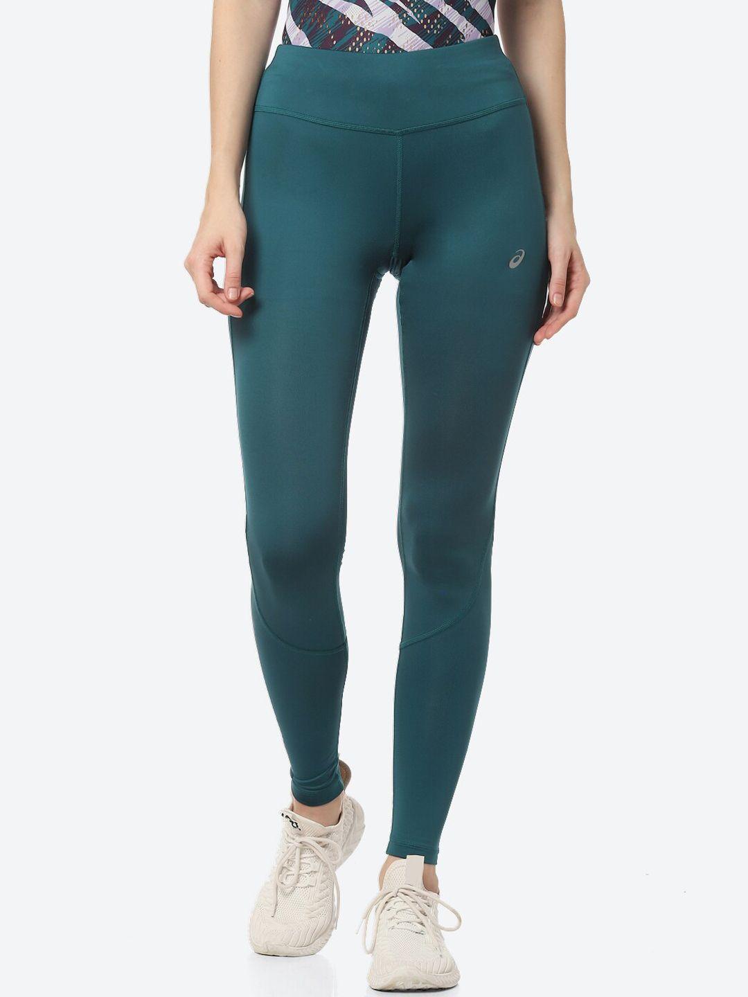 asics women green solid tights