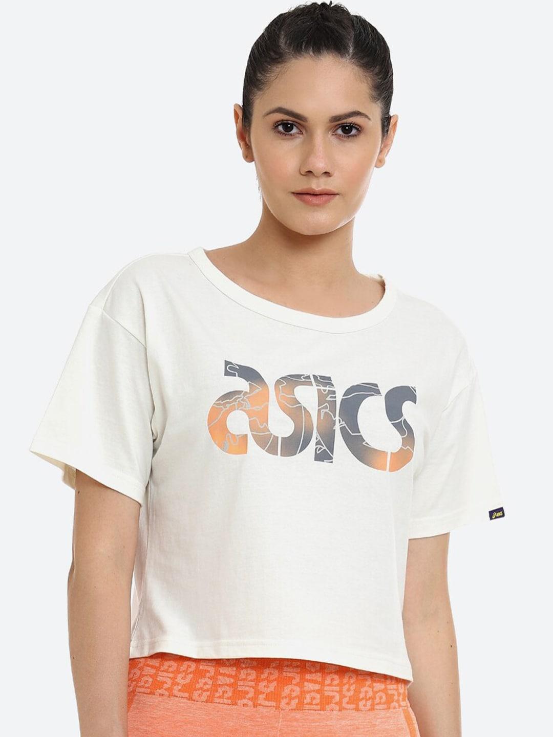 asics women jsy gpx cpd ss typography printed applique walking t-shirt