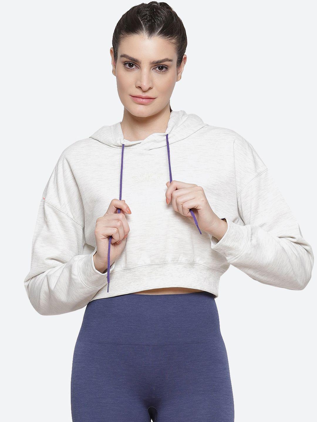 asics women off white printed w pullover sweatshirt