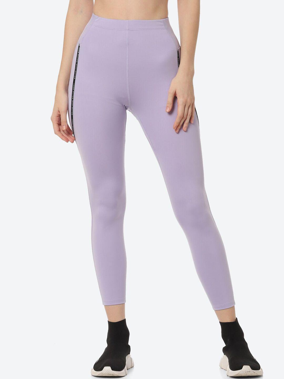 asics women purple high waist cropped running tights