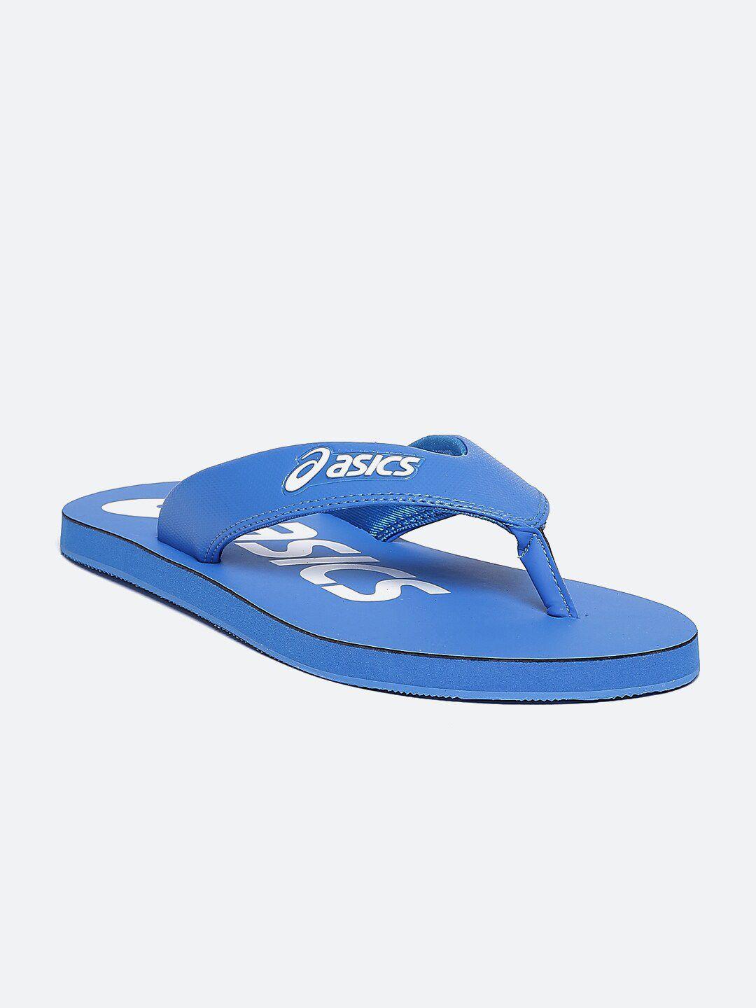 asics zorian bm  unisex blue  white printed thong flip-flops