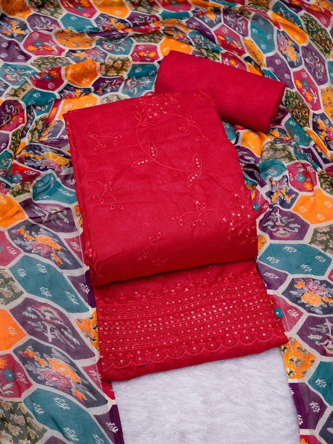 asisa embroidered pure cotton unstitched dress material