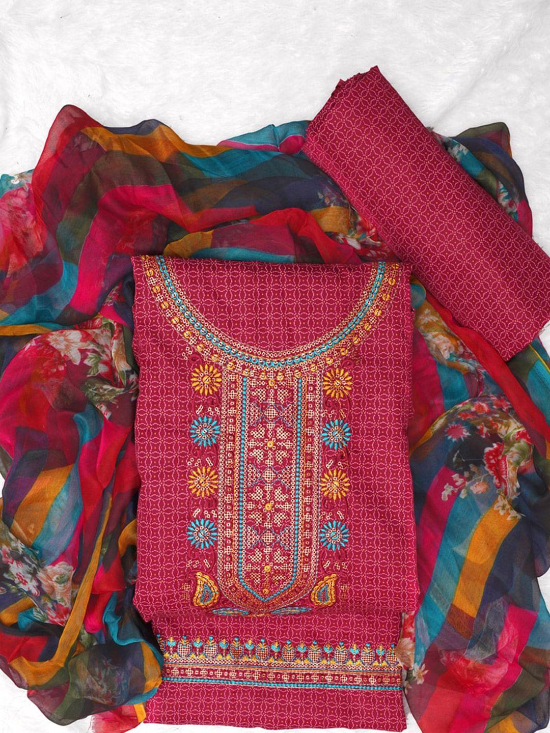 asisa ethnic motifs printed sequinned detailed pure cotton unstitched dress material
