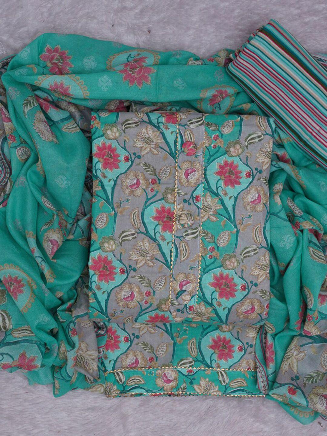 asisa floral printed gotta patti unstitched dress material