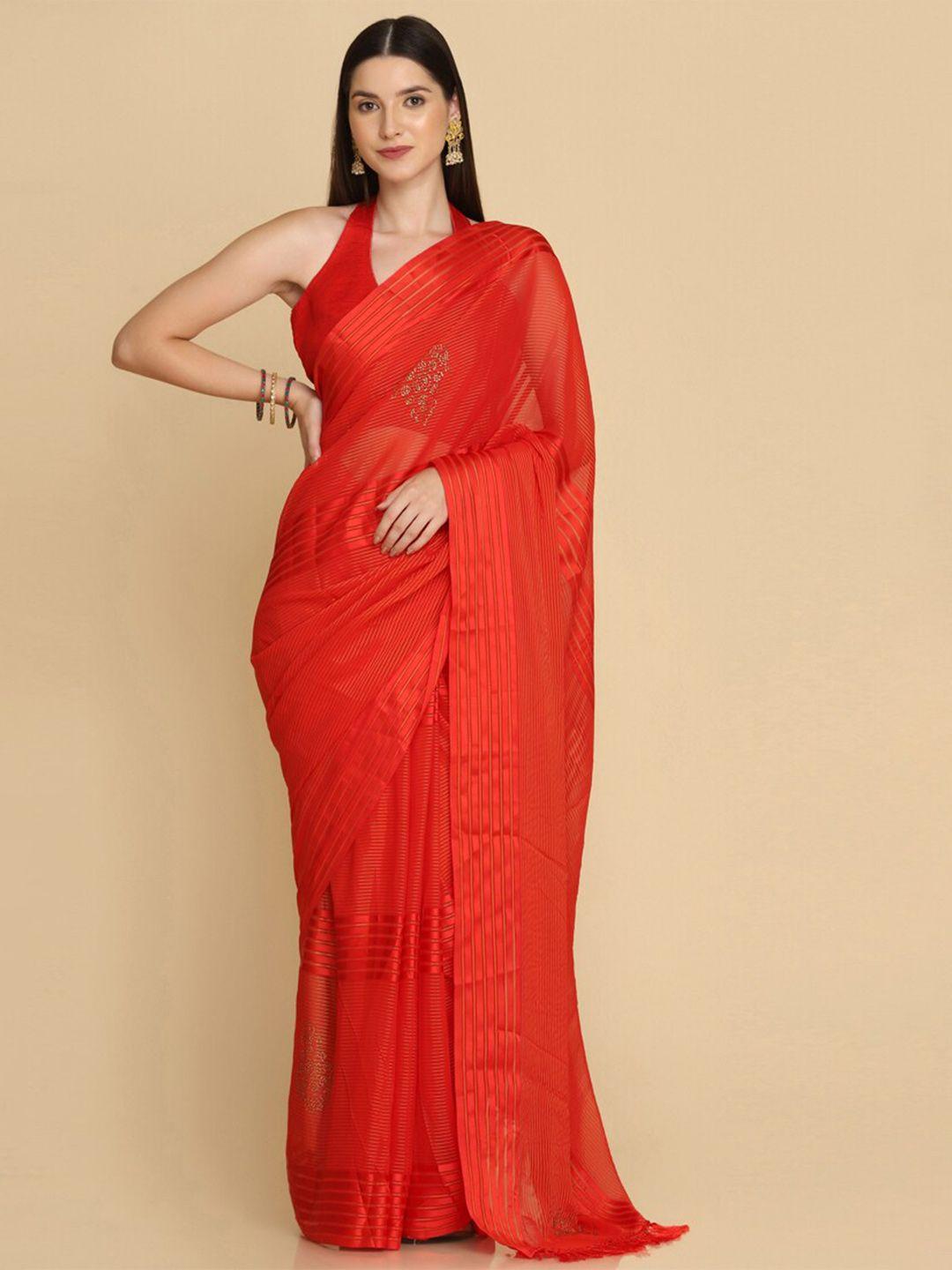 asisa striped poly georgette saree