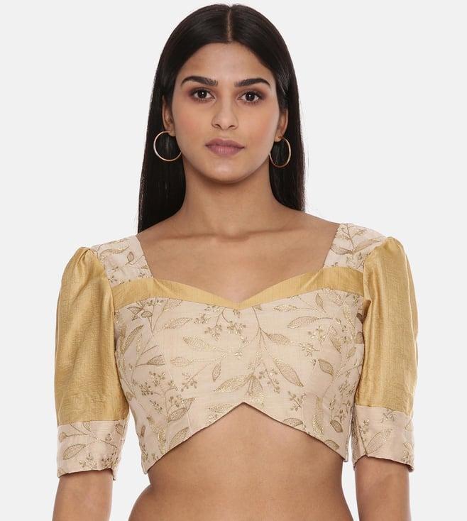 asmi by mayank modi beige chanderi emb blouse