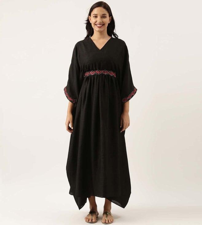 asmi by mayank modi black silk kaftan dress