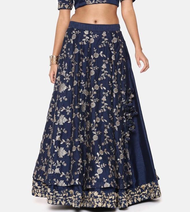 asmi by mayank modi blue chanderi emb lehenga