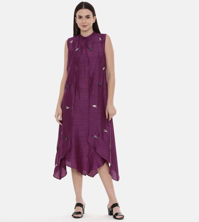 asmi by mayank modi double layer purple silk dress