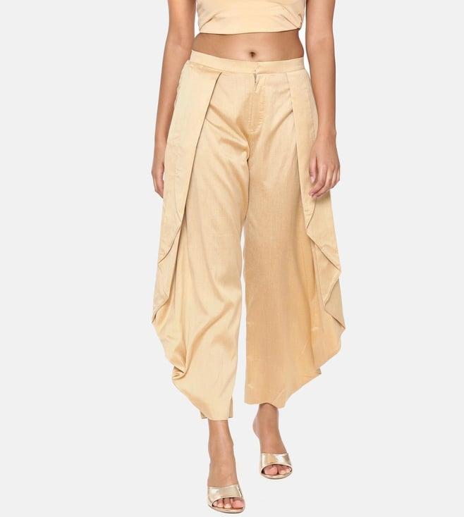 asmi by mayank modi gold silk dhoti pants