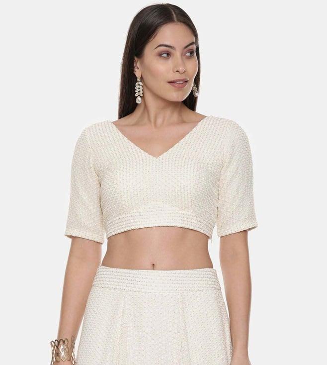 asmi by mayank modi ivory georgette sequin blouse