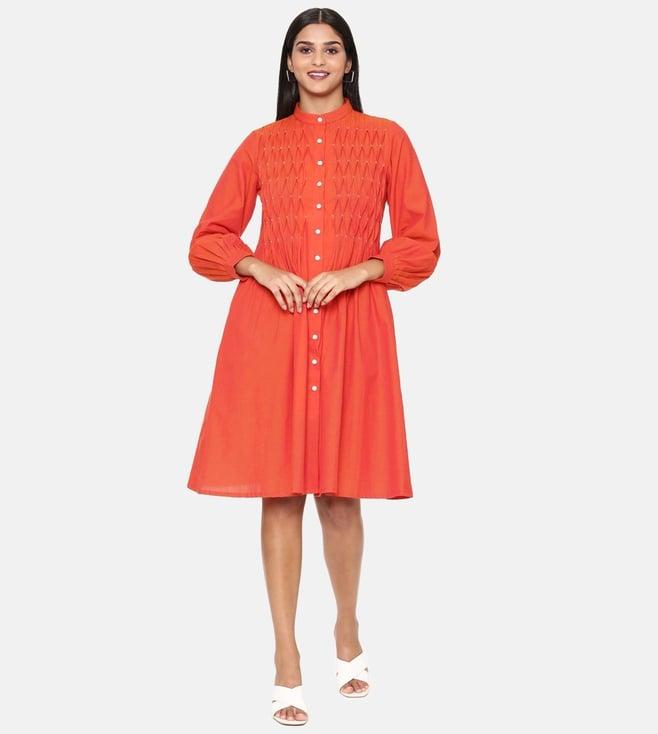 asmi by mayank modi orange cotton dress