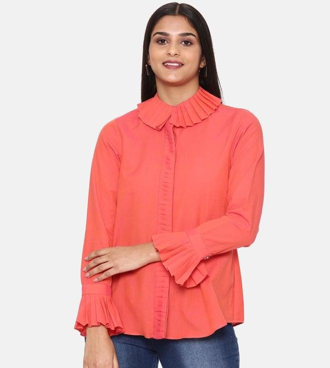 asmi by mayank modi orange cotton short shirt