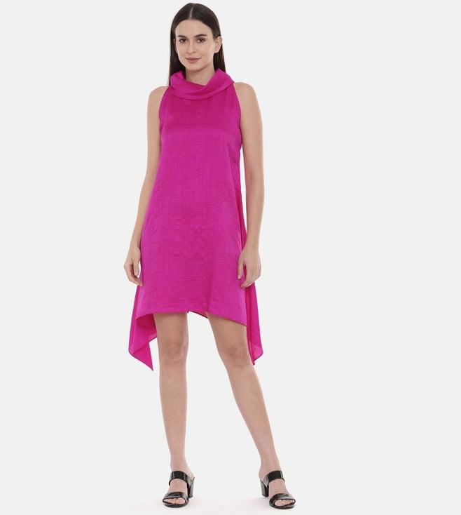 asmi by mayank modi pink cowl short dress