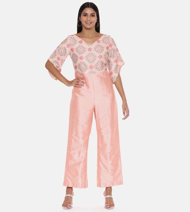asmi by mayank modi pink silk chanderi jumpsuit