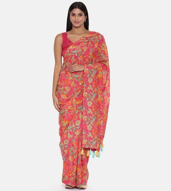 asmi by mayank modi printed pink ready saree with blouse