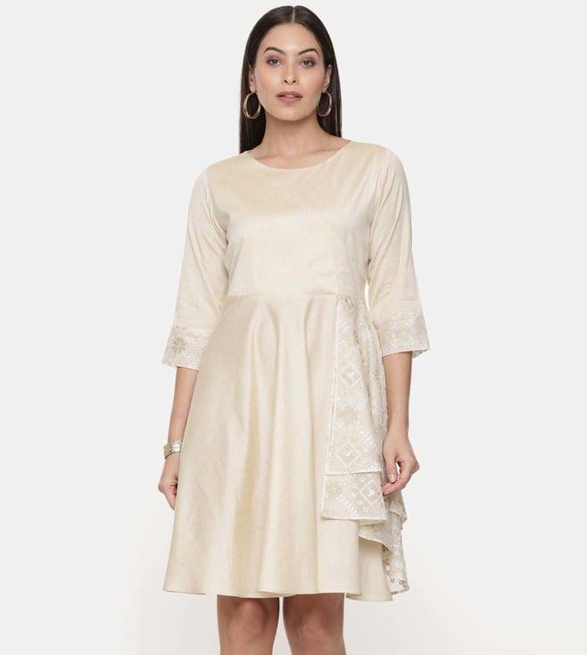 asmi by mayank modi silk cotton beige short dress