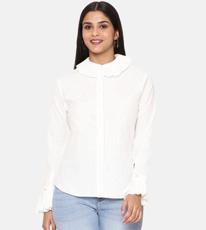 asmi by mayank modi white cotton short shirt