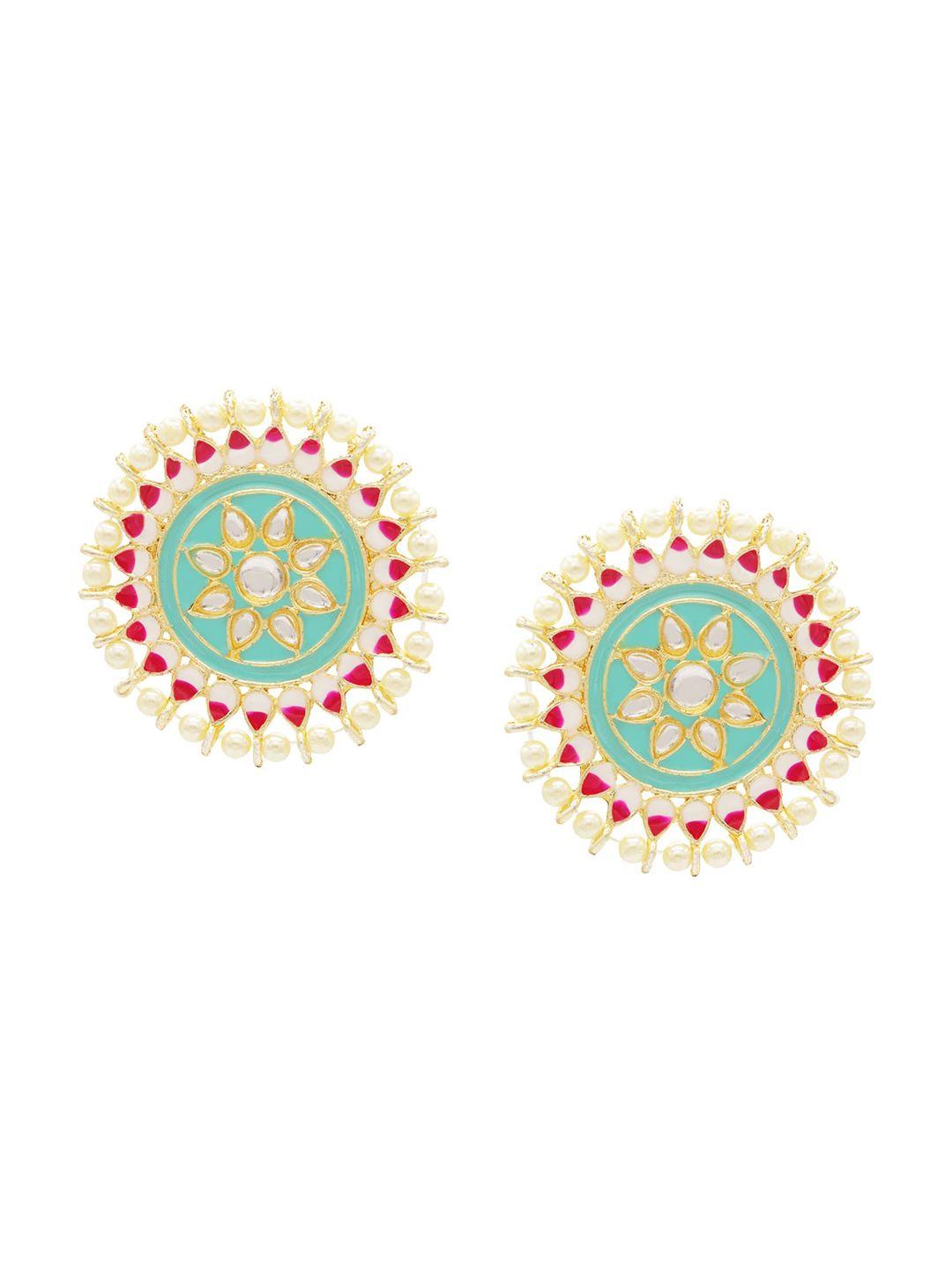 asmitta jewellery gold plated green contemporary studs earrings