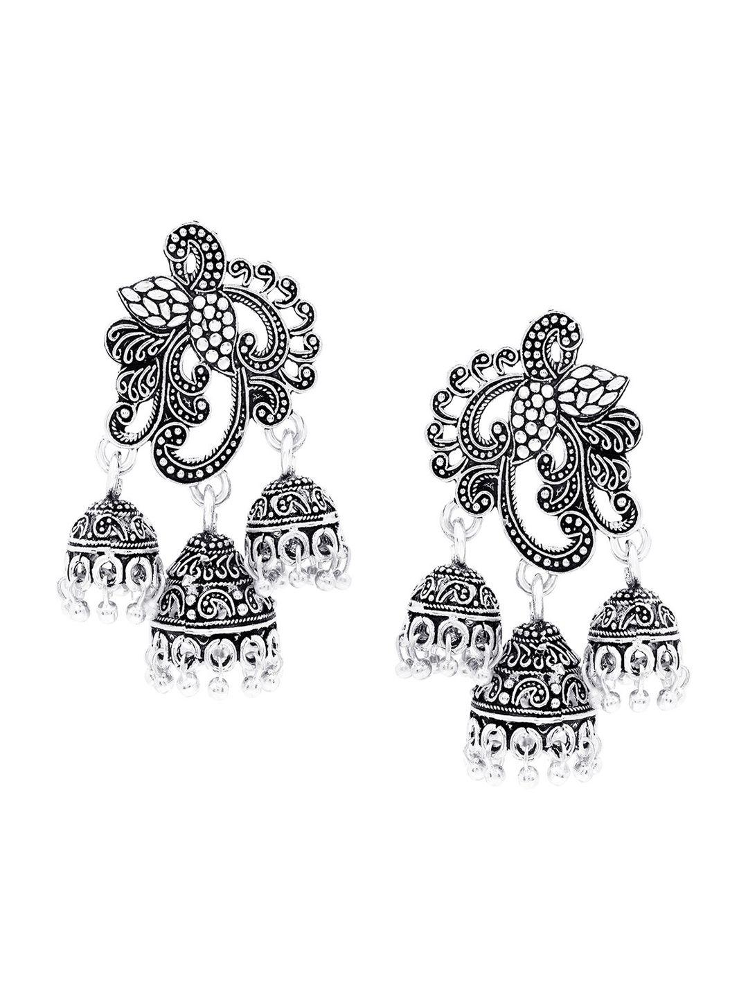 asmitta jewellery silver-toned contemporary drop earrings