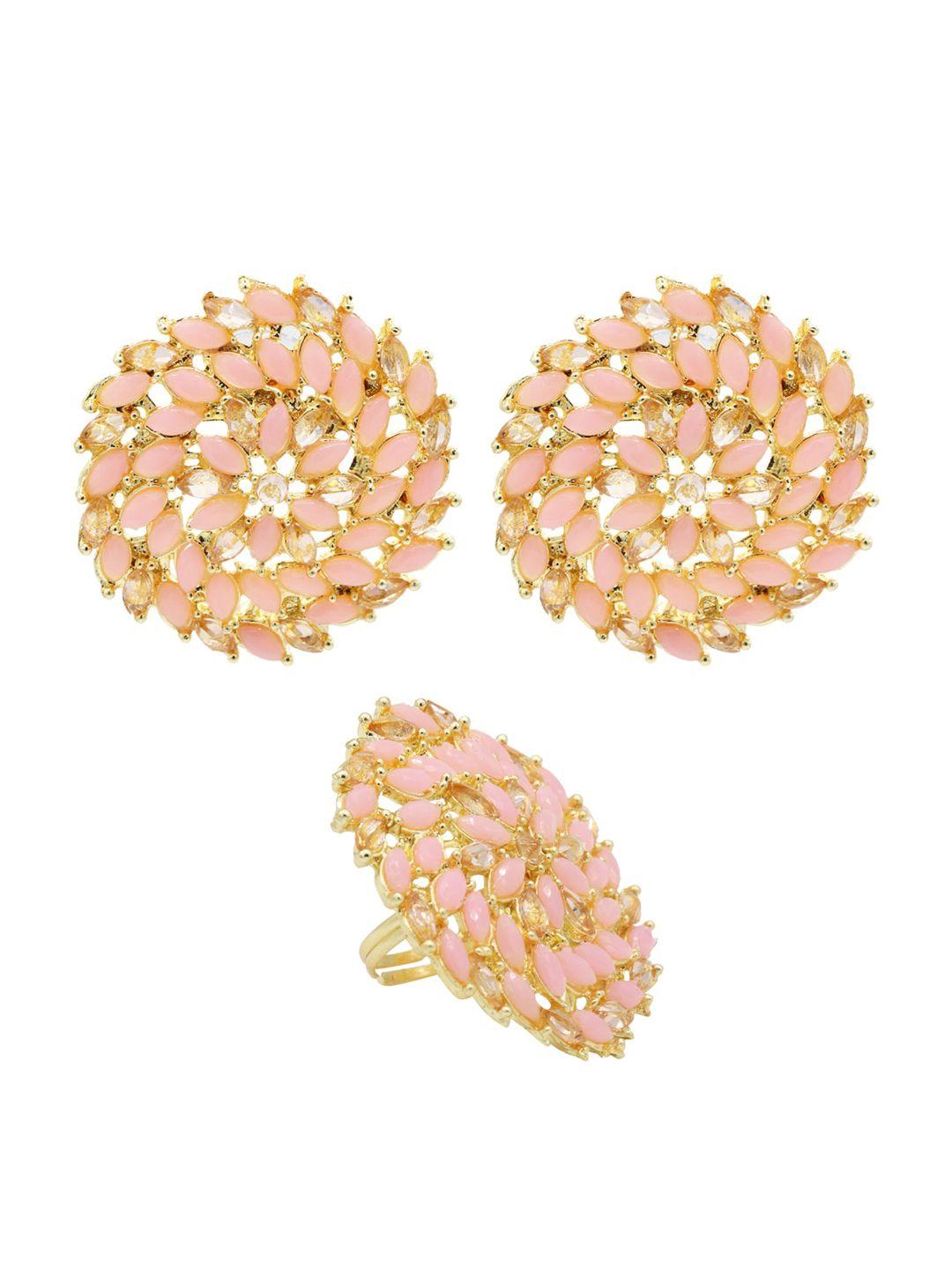 asmitta jewellery women pink gold-toned jewellery set