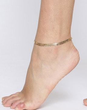 asn11-gold-toned leaf anklet