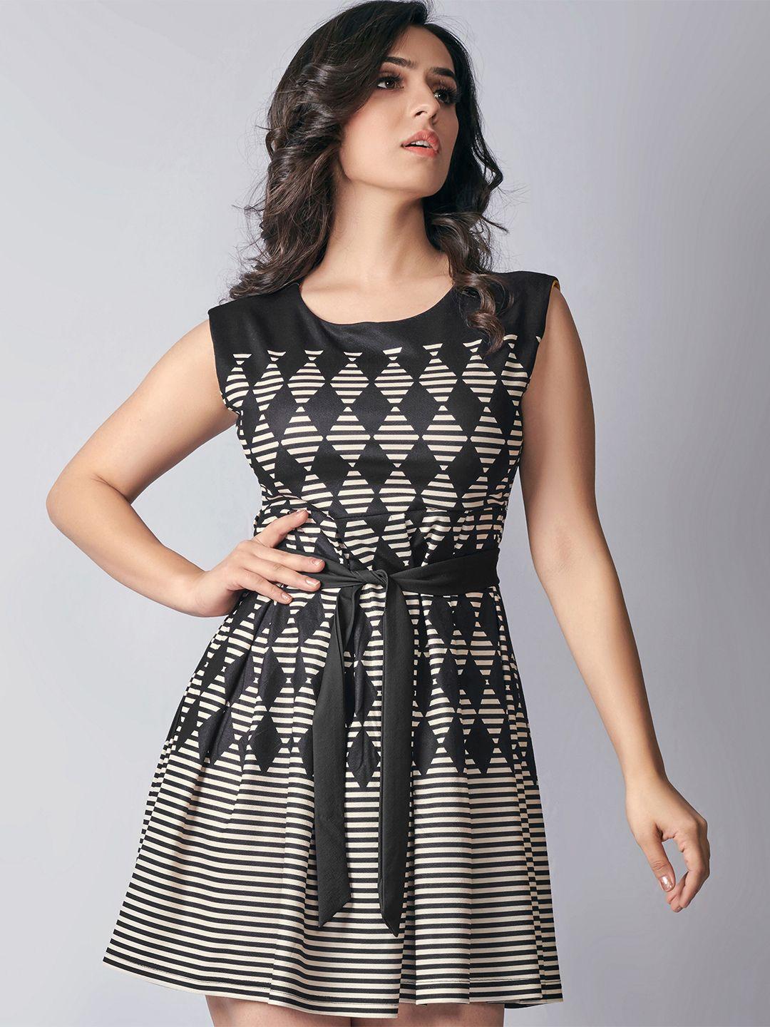 aspora  fit & flare geometric printed dress