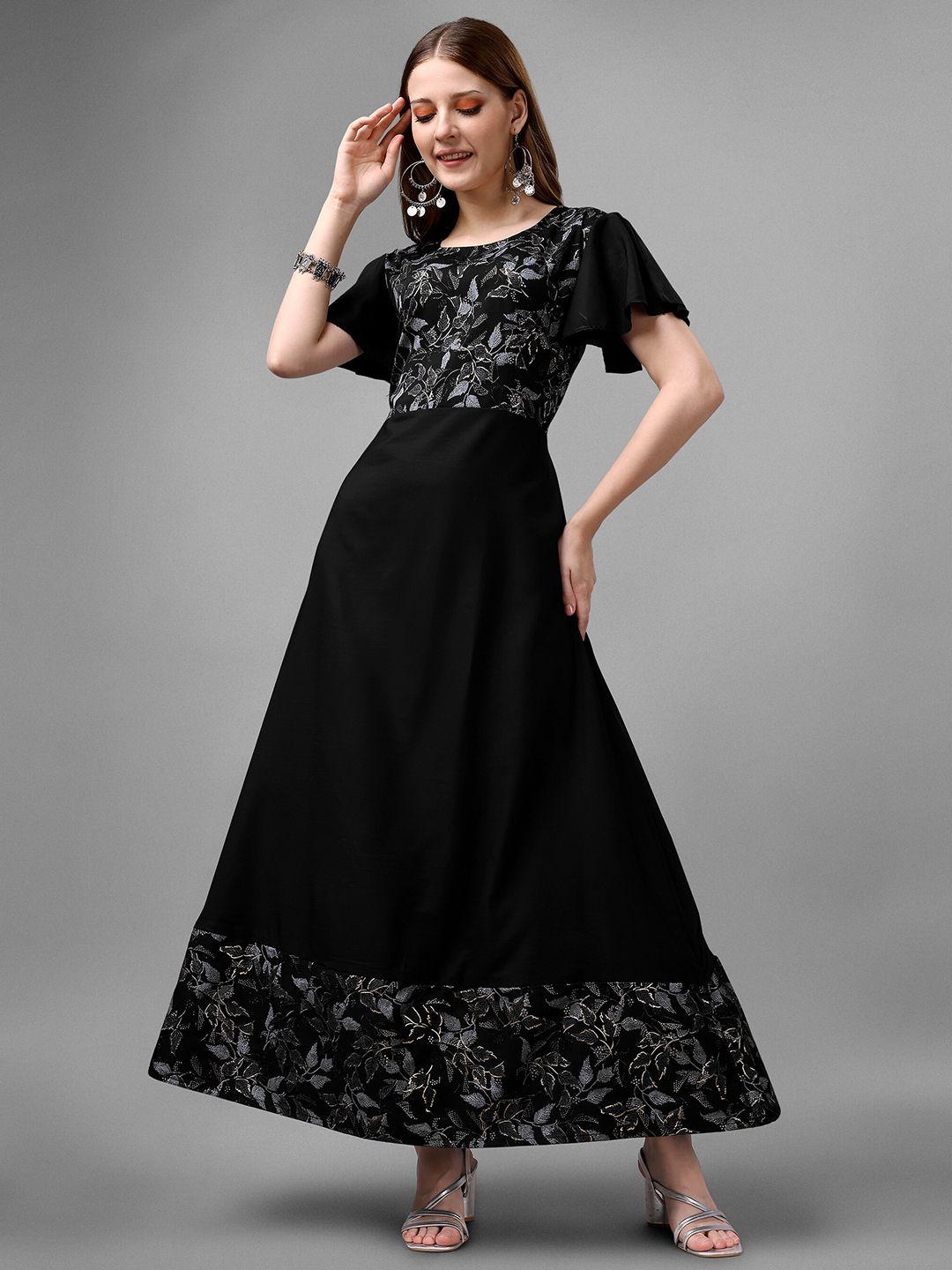 aspora black crepe maxi dress
