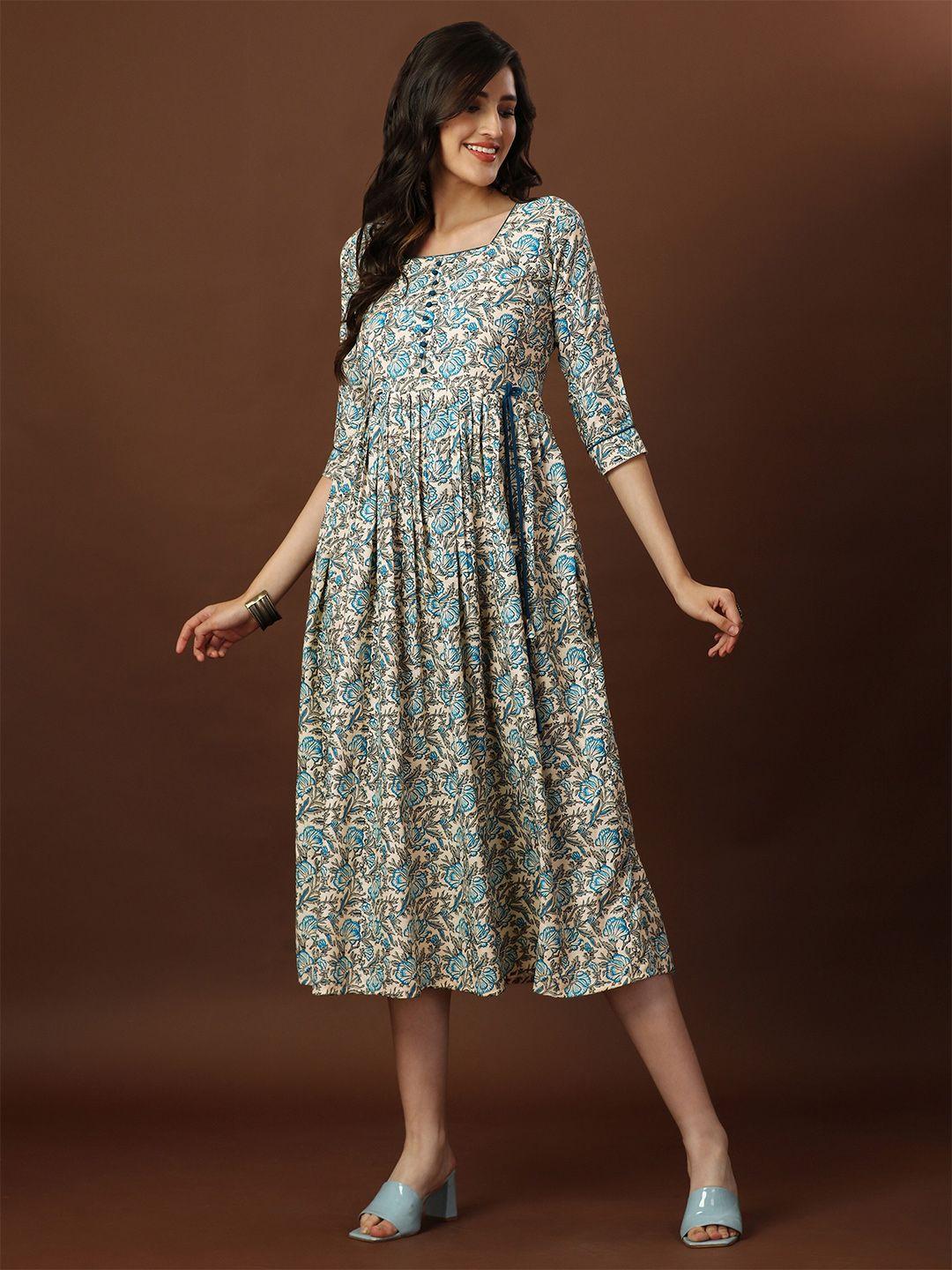 aspora ethnic motifs print a-line midi dress