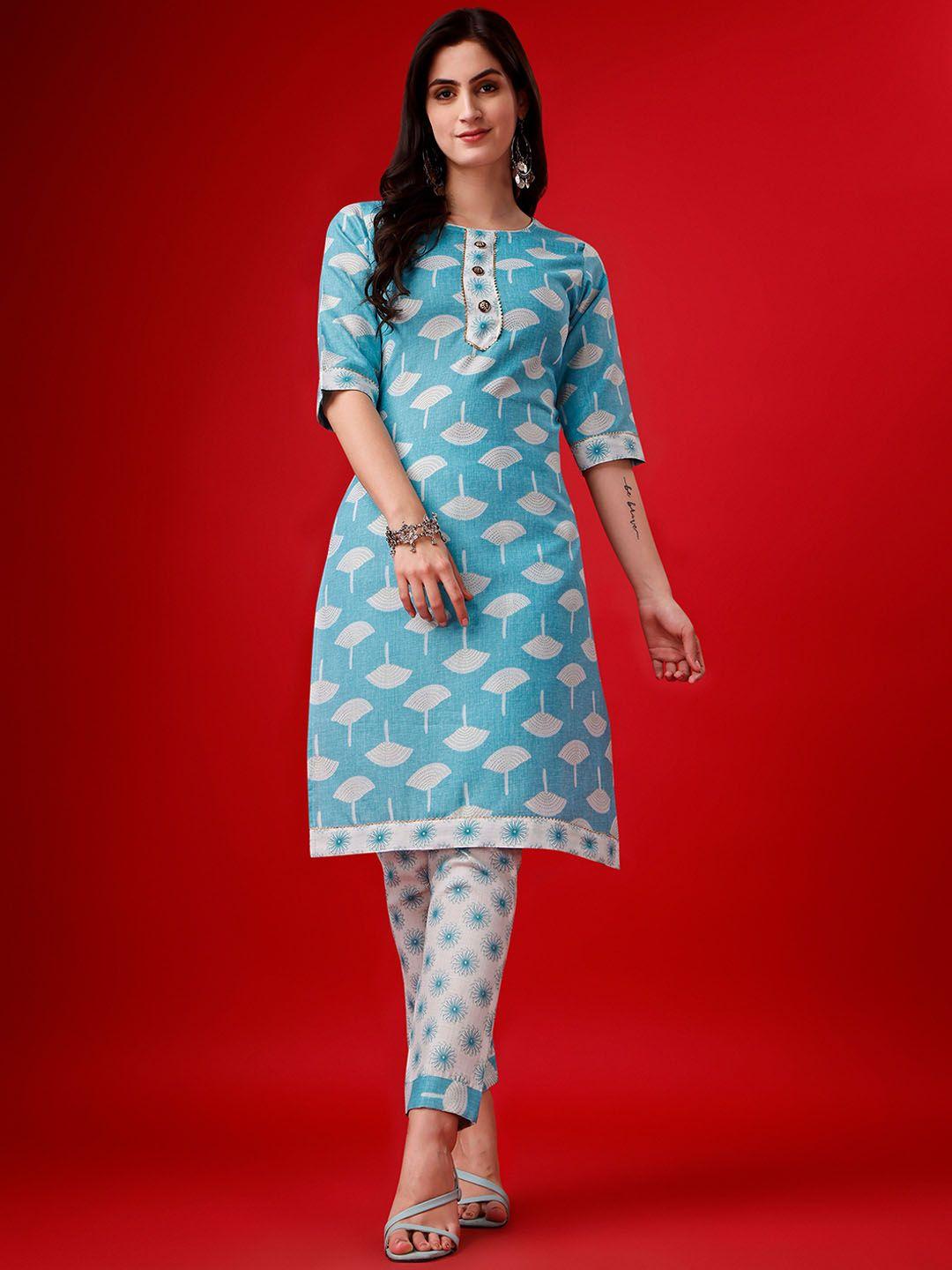 aspora floral printed gotta patti kurta with trousers