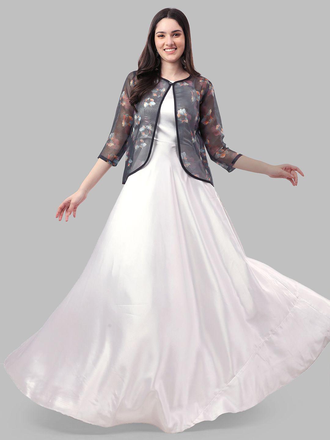 aspora sleeveless maxi fit & flare dress with jacket
