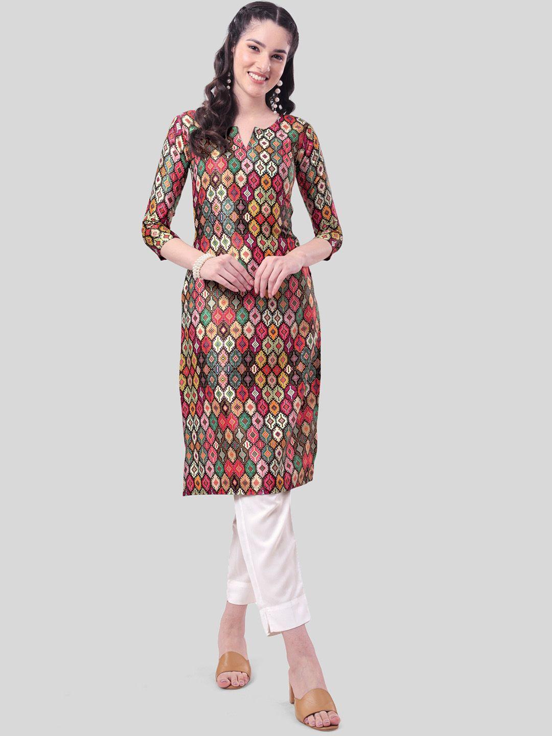 aspora women geometric printed kurta with trousers