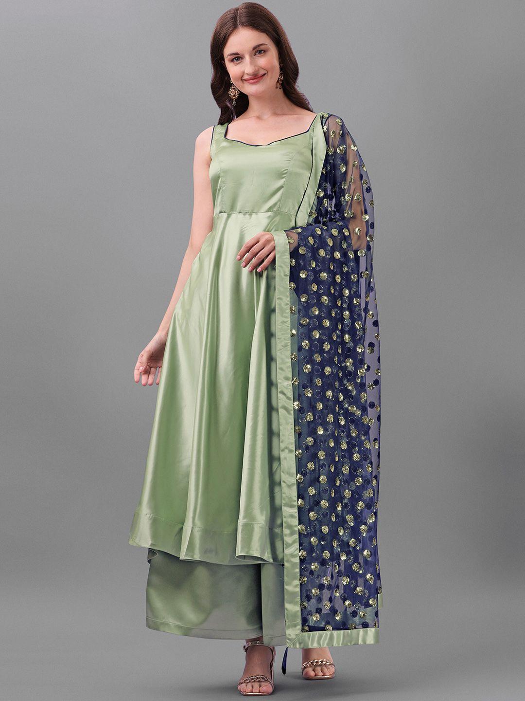 aspora women green empire sequinned kurta with palazzos & dupatta