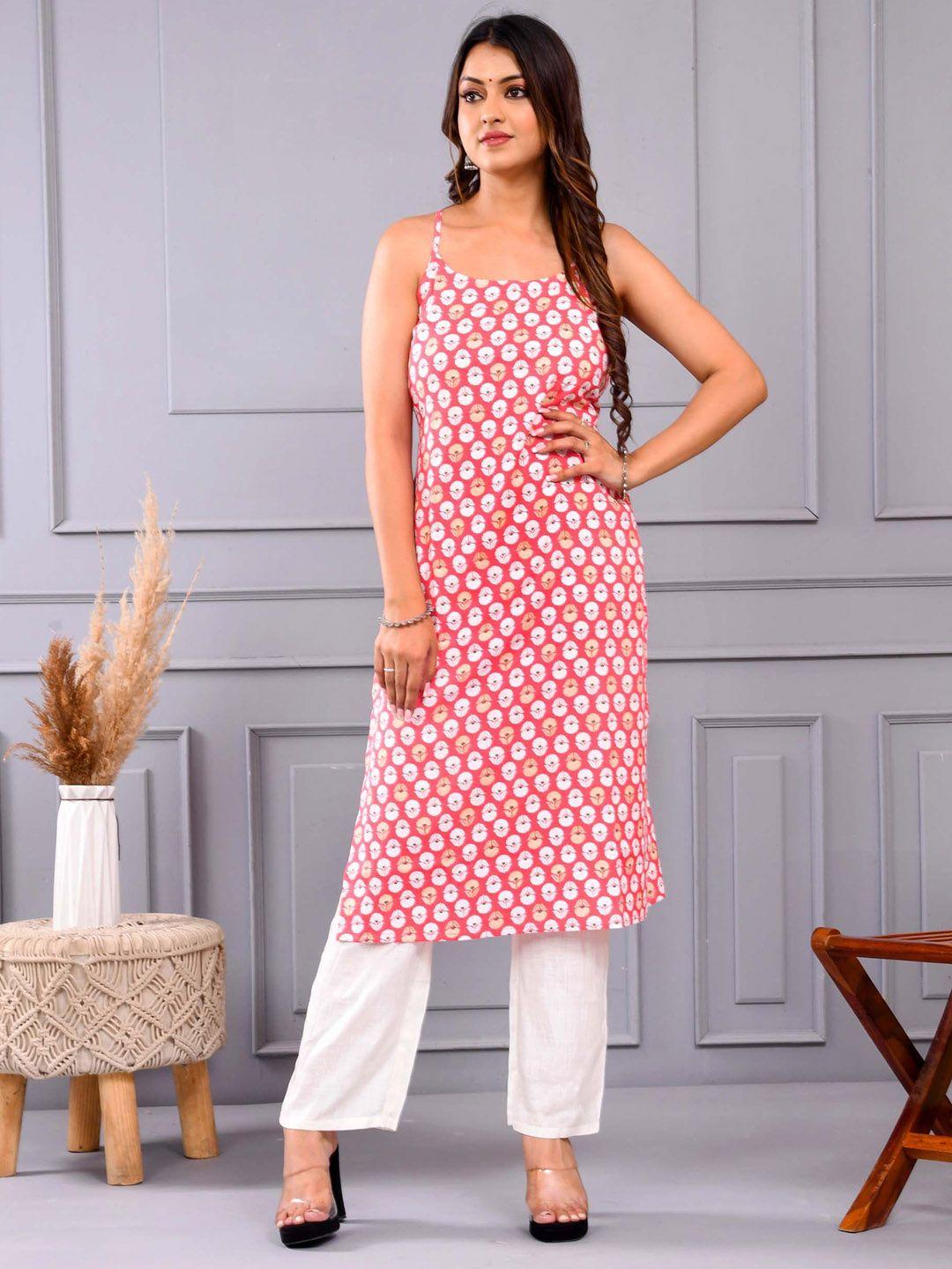 aspriya ethnic motifs printed shoulder straps straight kurta