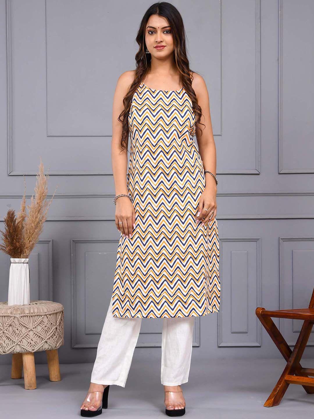 aspriya women geometric printed thread work kurta